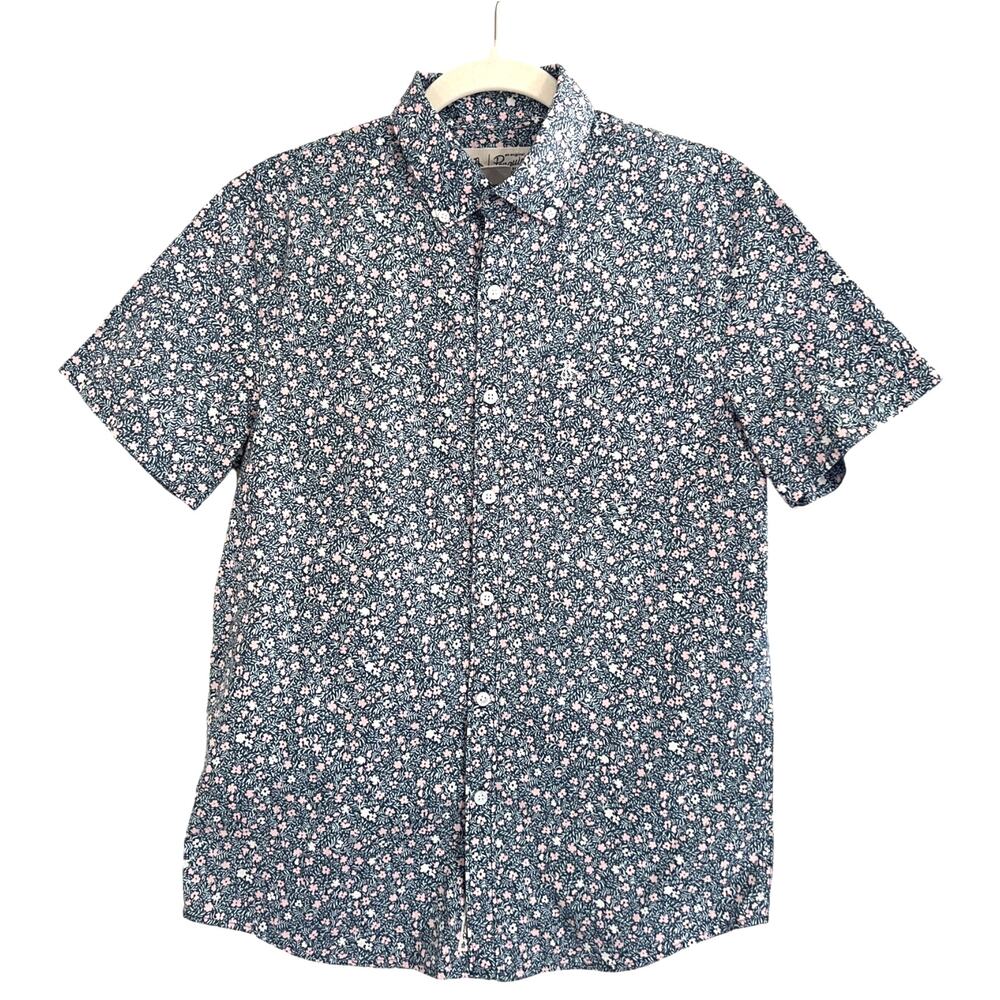 Original Penguin Men's Short Sleeve Floral Printed Button Down Shirt Size S